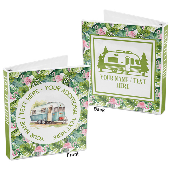 Flamingo & Camping 3-Ring Binder - 1" - Front and Back