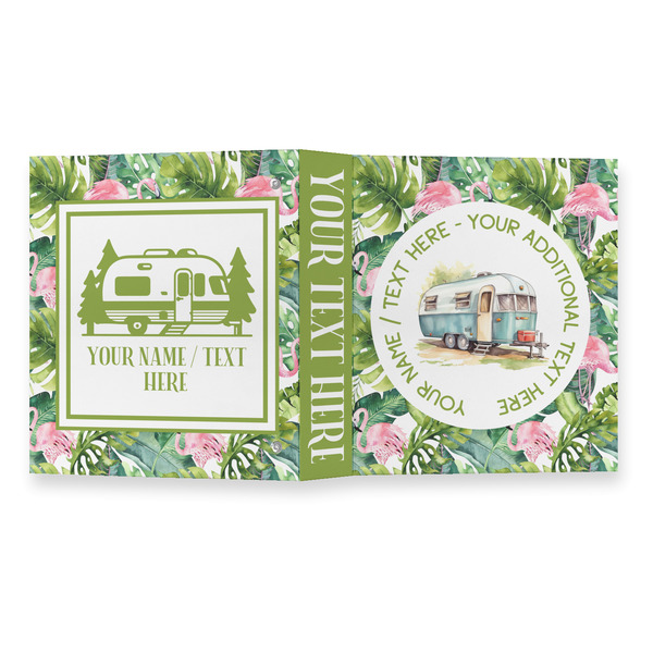 Flamingo & Camping 3 Ring Binders - Full Wrap - 1" - Open Outside