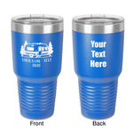 Flamingo & Camping 30 oz Stainless Steel Tumbler - Royal Blue - Double-Sided (Personalized)