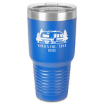Flamingo & Camping 30 oz Stainless Steel Tumbler - Royal Blue - Single-Sided