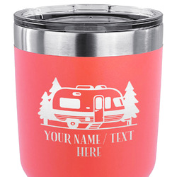 Flamingo & Camping 30 oz Stainless Steel Tumbler - Coral - Double-Sided (Personalized)