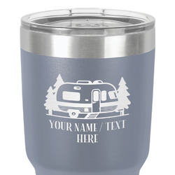 Flamingo & Camping 30 oz Stainless Steel Tumbler - Grey - Single-Sided