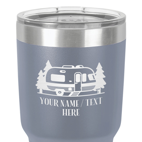 Flamingo & Camping 30 oz Stainless Steel Ringneck Tumbler - Grey - Close Up