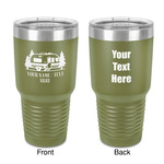 Flamingo & Camping 30 oz Stainless Steel Tumbler - Olive - Double-Sided (Personalized)