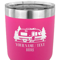 Flamingo & Camping 30 oz Stainless Steel Tumbler - Pink - Single-Sided