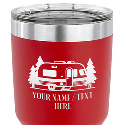 Flamingo & Camping 30 oz Stainless Steel Tumbler - Red - Single-Sided