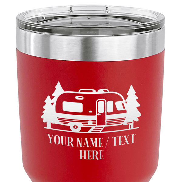 Flamingo & Camping 30 oz Stainless Steel Ringneck Tumbler - Red - CLOSE UP