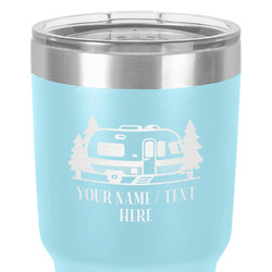 Flamingo & Camping 30 oz Stainless Steel Tumbler - Teal - Double-Sided (Personalized)
