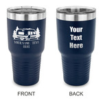 Flamingo & Camping 30 oz Stainless Steel Tumbler - Navy - Double-Sided (Personalized)