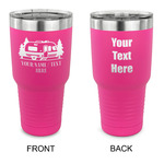 Flamingo & Camping 30 oz Stainless Steel Tumbler - Pink - Double-Sided (Personalized)
