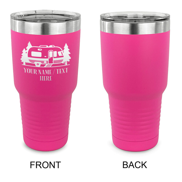 Flamingo & Camping 30 oz Stainless Steel Ringneck Tumblers - Pink - Single Sided - APPROVAL