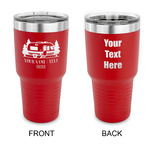 Flamingo & Camping 30 oz Stainless Steel Tumbler - Red - Double-Sided (Personalized)