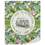 Flamingo & Camping Sherpa Throw Blanket (Personalized)