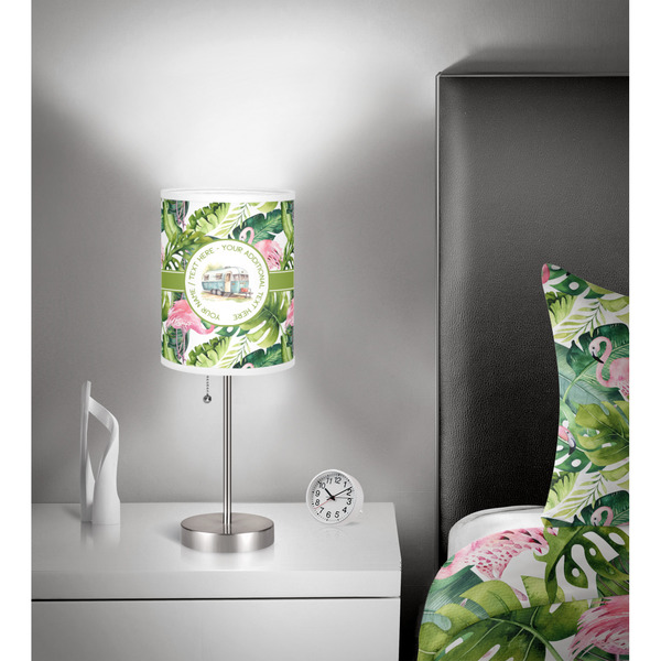 Flamingo & Camping 8" Drum Lampshade - In Room