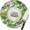 Flamingo & Camping Round Glass Cutting Board - Small (Personalized)
