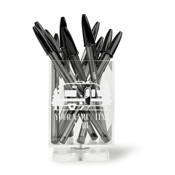 Flamingo & Camping Acrylic Pencil Holder - FRONT