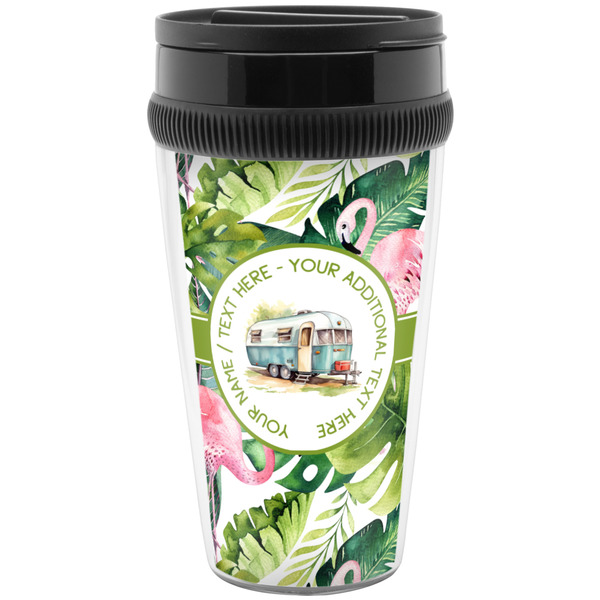 Flamingo & Camping Acrylic Travel Mug - Without Handle - Front