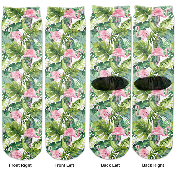Flamingo & Camping Adult Crew Socks - Double Pair - Front and Back - Apvl