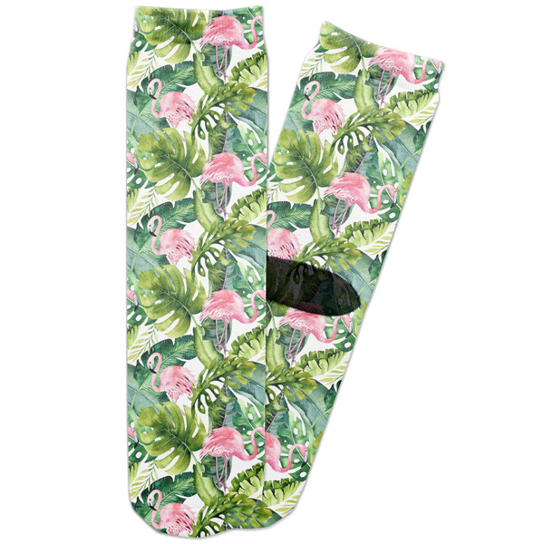 Custom Flamingo & Camping Adult Crew Socks