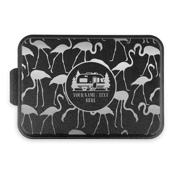 Custom Flamingo & Camping Aluminum Baking Pan with Black Lid