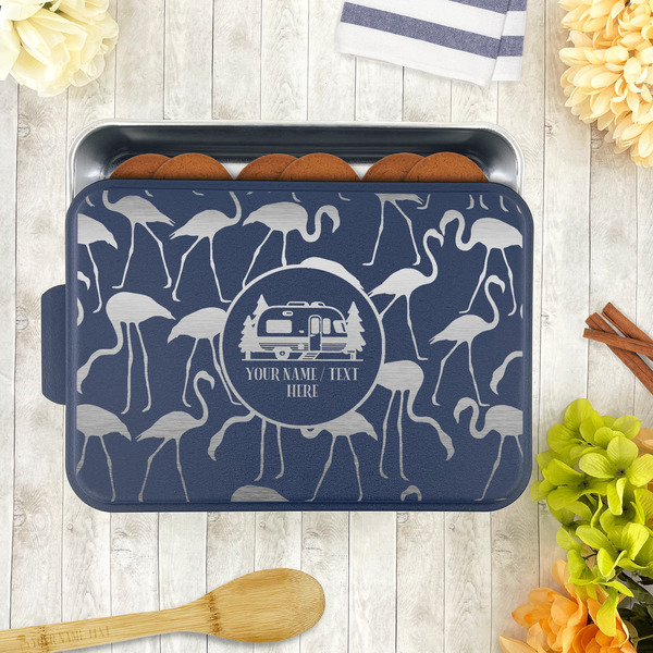 Flamingo & Camping Aluminum Baking Pan - Navy Lid - LIFESTYLE