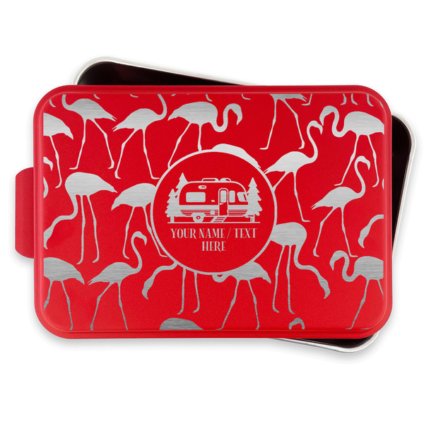 Flamingo & Camping Aluminum Baking Pan - Red Lid - FRONT w/lif off