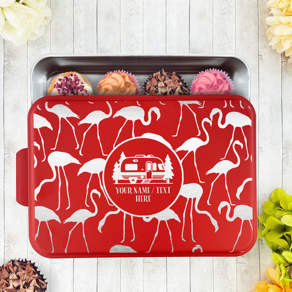 Flamingo & Camping Aluminum Baking Pan - Red Lid - LIFESTYLE