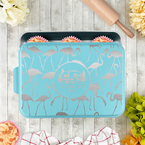 Flamingo & Camping Aluminum Baking Pan - Teal Lid - LIFESTYLE