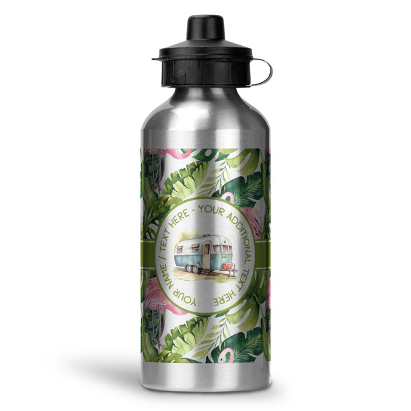 Custom Flamingo & Camping Water Bottles - 20 oz - Aluminum (Personalized)
