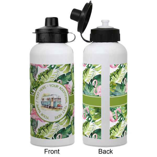 Flamingo & Camping Aluminum Water Bottle - White APPROVAL