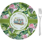 Flamingo & Camping 8" Glass Appetizer / Dessert Plate (Personalized)