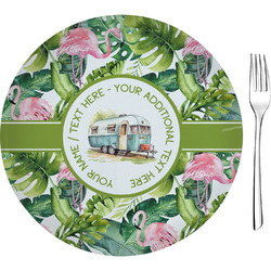 Flamingo & Camping 8" Glass Appetizer / Dessert Plate (Personalized)