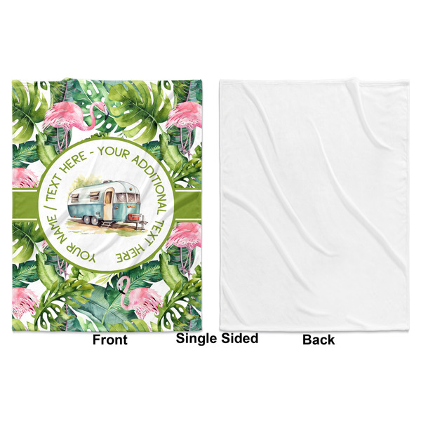Flamingo & Camping Baby Blanket (Single Sided - Printed Front, White Back)