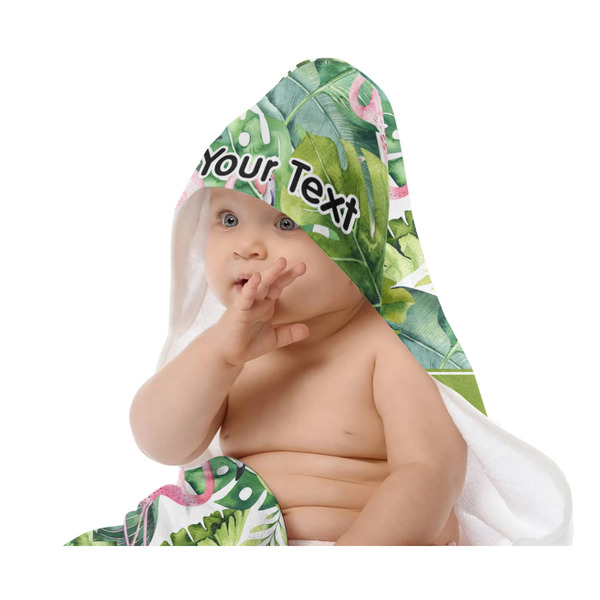 Flamingo & Camping Baby Hooded Towel on Child