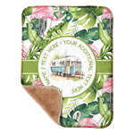 Flamingo & Camping Sherpa Baby Blanket - 30" x 40" (Personalized)