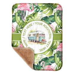 Flamingo & Camping Sherpa Baby Blanket - 30" x 40" (Personalized)