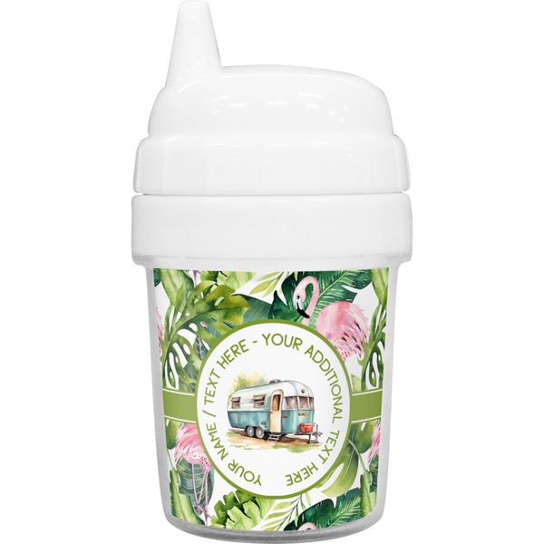 Custom Flamingo & Camping Baby Sippy Cup (Personalized)