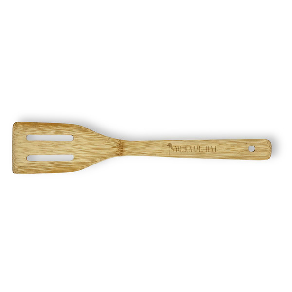Custom Flamingo & Camping Bamboo Slotted Spatula - Single-Sided