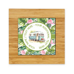 Flamingo & Camping Bamboo Trivet with Ceramic Tile Insert (Personalized)