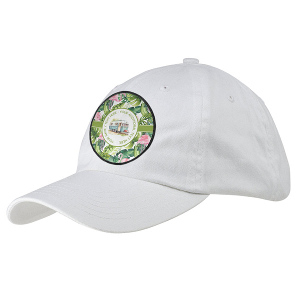 Custom Flamingo & Camping Baseball Cap - White (Personalized)