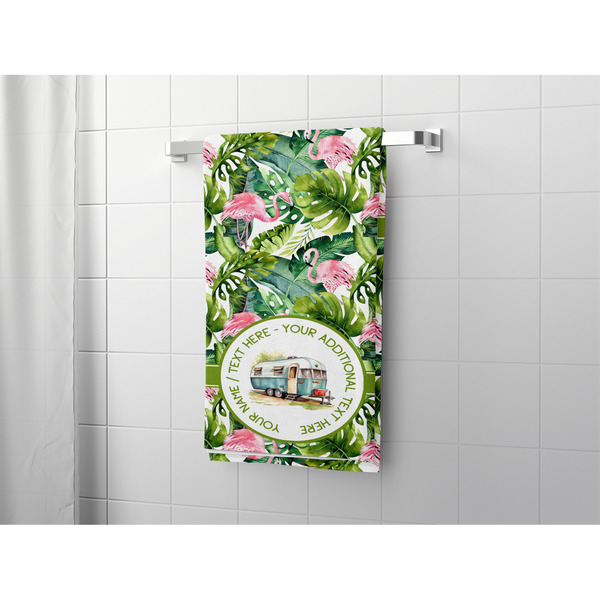 Flamingo & Camping Bath Towel - Lifestyle