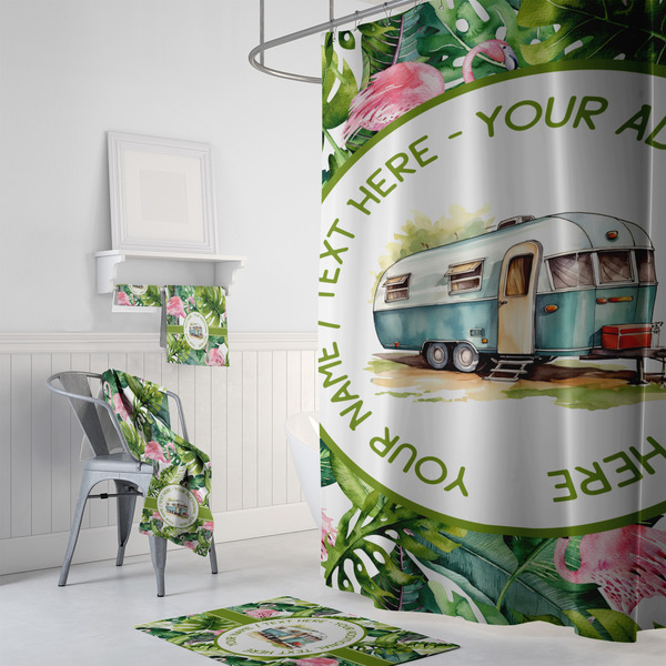 Flamingo & Camping Bath Towel Sets - 3-Piece - In Context