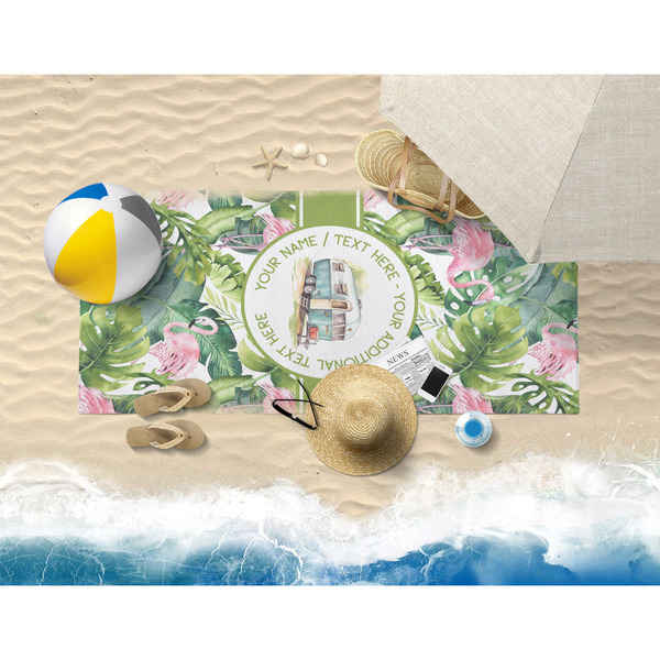 Flamingo & Camping Beach Towel - Lifestyle on Beach