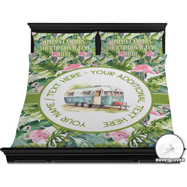 Flamingo & Camping Bedding Set - King - Duvet - On Bed