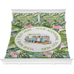 Flamingo & Camping Comforter Set - King (Personalized)