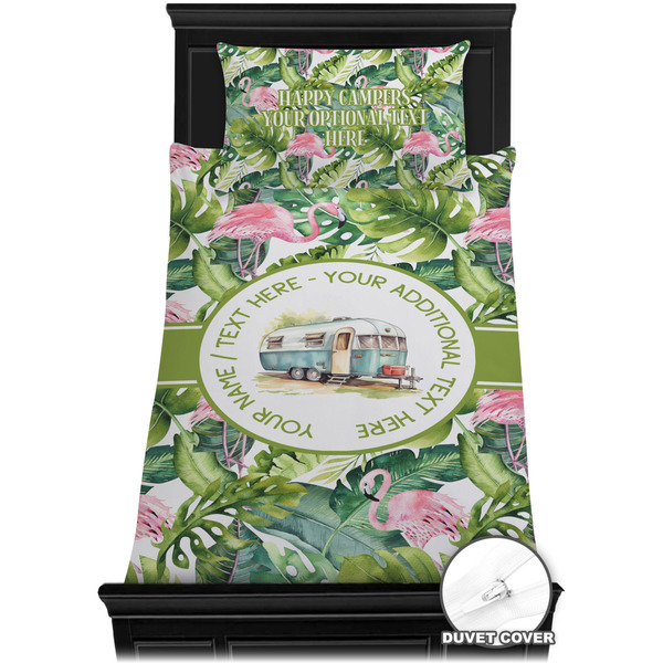 Flamingo & Camping Bedding Set - Twin XL - Duvet - On Bed
