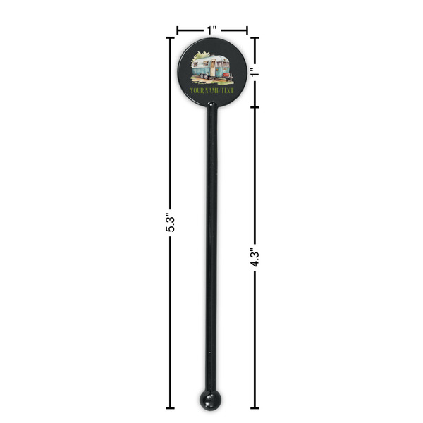 Flamingo & Camping Black Plastic 5.5" Stir Stick - Round - Dimensions