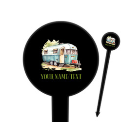 Flamingo & Camping 6" Round Plastic Food Picks - Black - Single-Sided