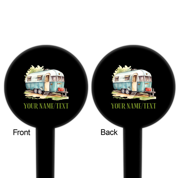 Flamingo & Camping Black Plastic 6" Food Pick - Round - Double Sided - Front & Back