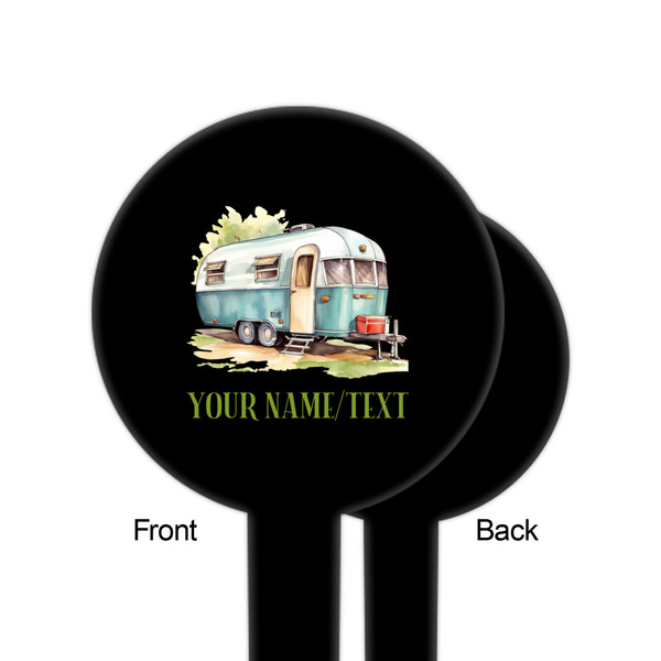 Flamingo & Camping Black Plastic 6" Food Pick - Round - Single Sided - Front & Back